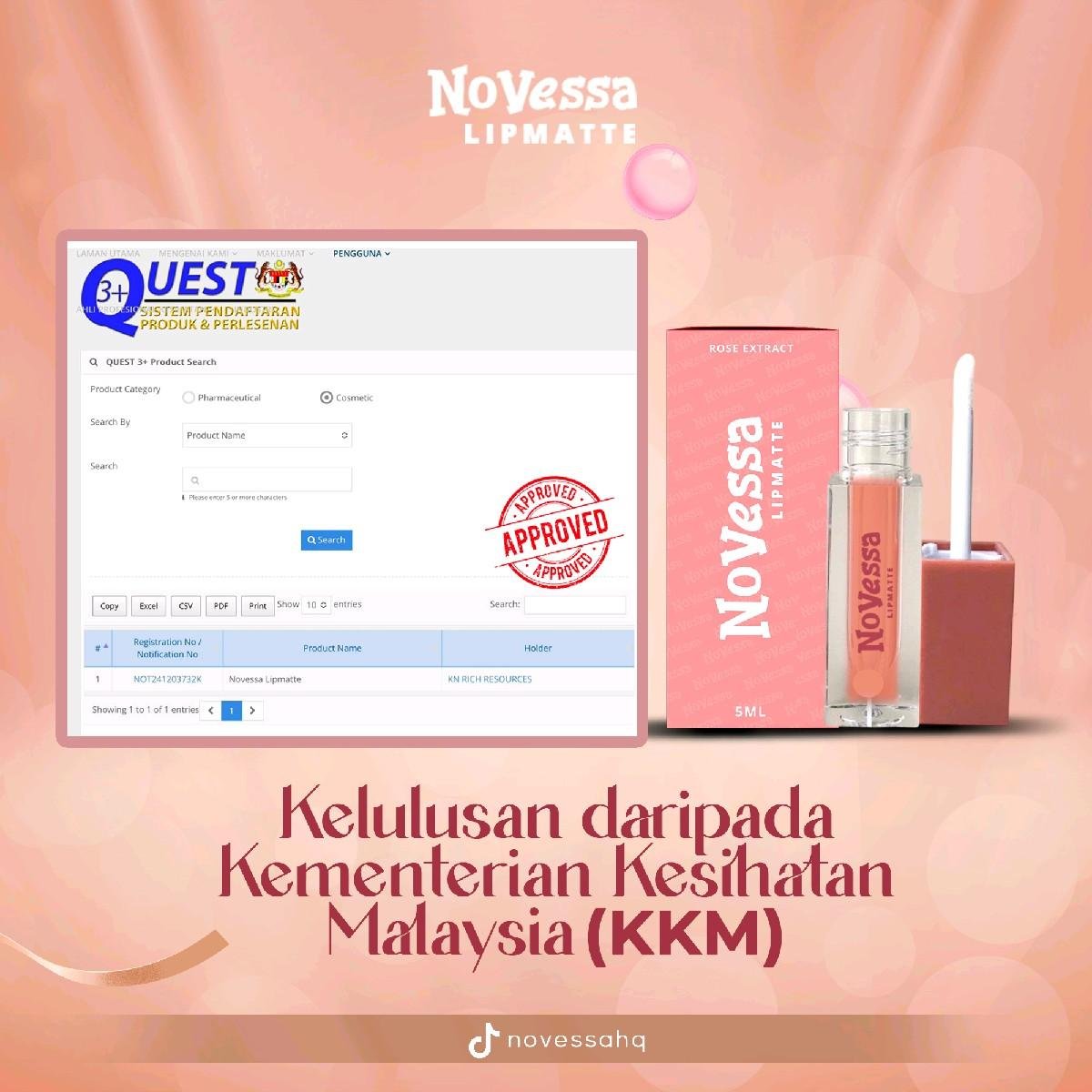 LIPMATTE NOVESSA BASIC EDITION | TRANSFERPROOF WATERPROOF | KKM APPROVED Lipstick Makeup Lipstik - Image 8