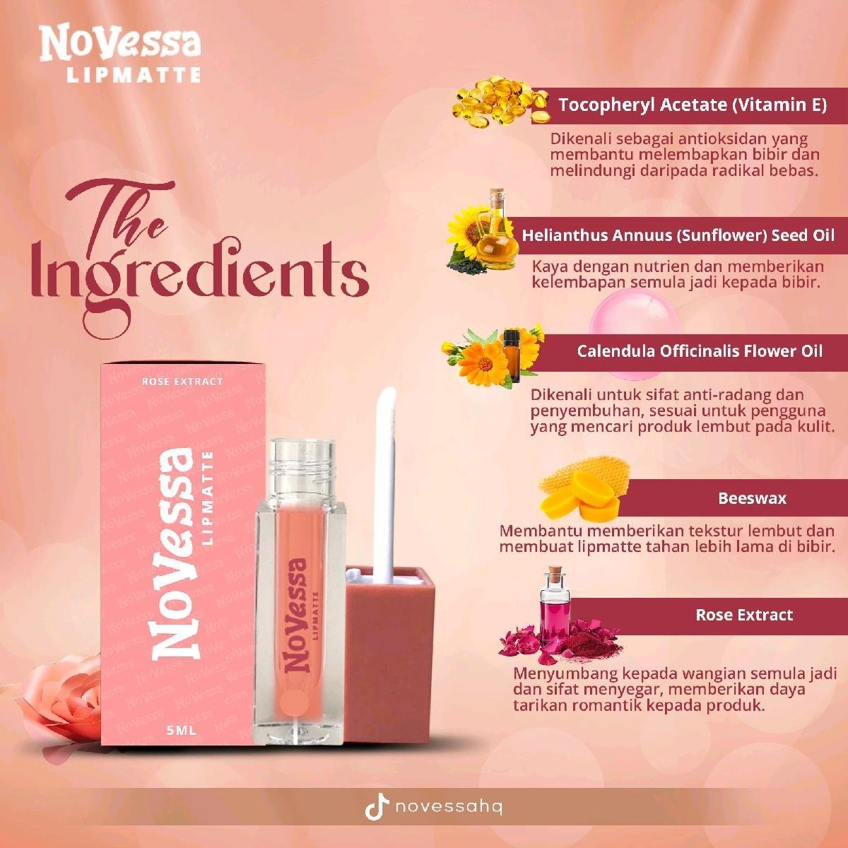 LIPMATTE NOVESSA BASIC EDITION | TRANSFERPROOF WATERPROOF | KKM APPROVED Lipstick Makeup Lipstik - Image 9